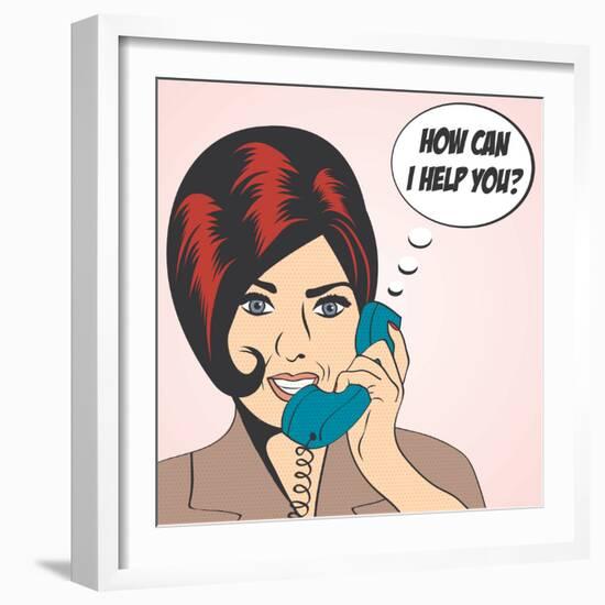 Woman Chatting on the Phone, Pop Art Illustration-Eva Andreea-Framed Art Print