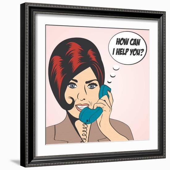 Woman Chatting on the Phone, Pop Art Illustration-Eva Andreea-Framed Art Print