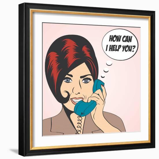 Woman Chatting on the Phone, Pop Art Illustration-Eva Andreea-Framed Art Print