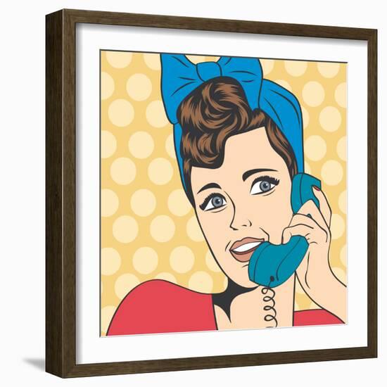 Woman Chatting on the Phone, Pop Art Illustration-Eva Andreea-Framed Art Print