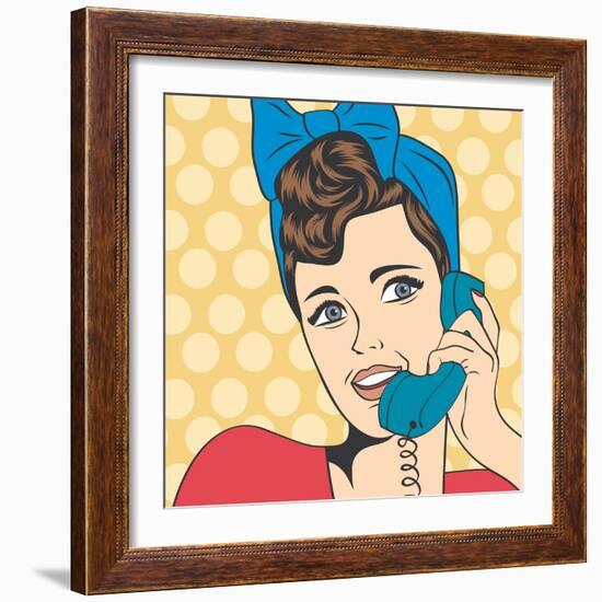 Woman Chatting on the Phone, Pop Art Illustration-Eva Andreea-Framed Art Print