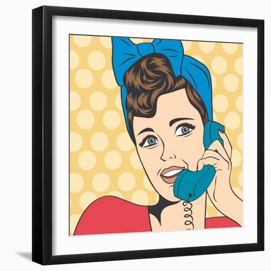 Woman Chatting on the Phone, Pop Art Illustration-Eva Andreea-Framed Art Print