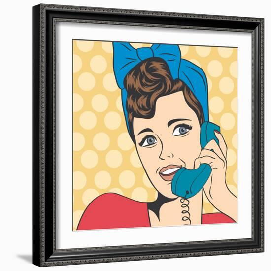 Woman Chatting on the Phone, Pop Art Illustration-Eva Andreea-Framed Art Print