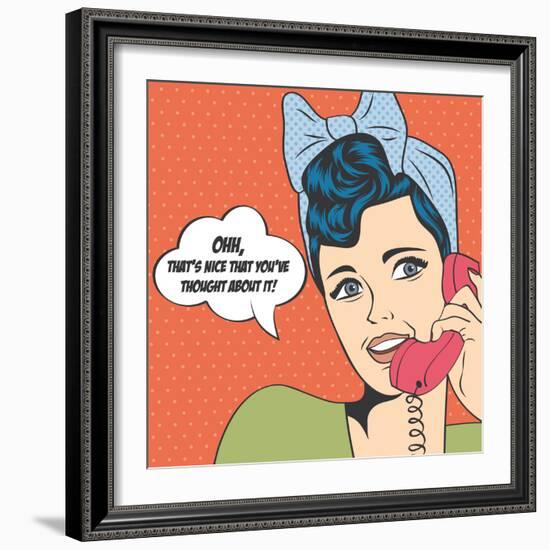 Woman Chatting on the Phone, Pop Art Illustration-Eva Andreea-Framed Art Print