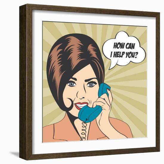 Woman Chatting on the Phone, Pop Art Illustration-Eva Andreea-Framed Art Print