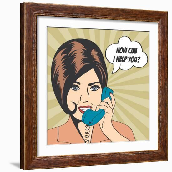 Woman Chatting on the Phone, Pop Art Illustration-Eva Andreea-Framed Art Print