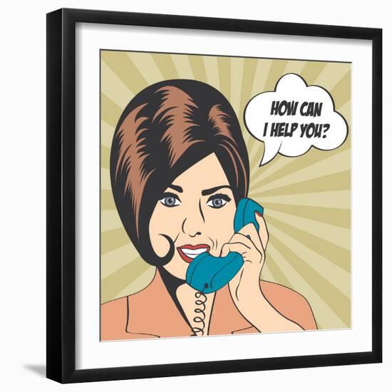 Woman Chatting on the Phone, Pop Art Illustration-Eva Andreea-Framed Art Print