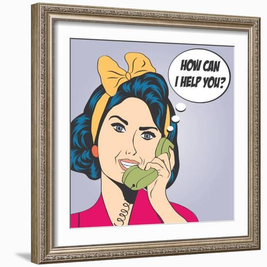 Woman Chatting on the Phone, Pop Art Illustration-Eva Andreea-Framed Art Print