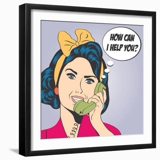 Woman Chatting on the Phone, Pop Art Illustration-Eva Andreea-Framed Art Print