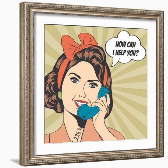 Woman Chatting on the Phone, Pop Art Illustration-Eva Andreea-Framed Art Print