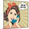 Woman Chatting on the Phone, Pop Art Illustration-Eva Andreea-Mounted Art Print