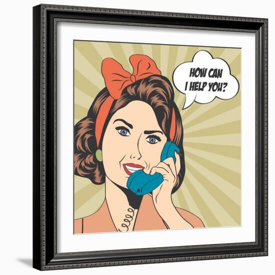 Woman Chatting on the Phone, Pop Art Illustration-Eva Andreea-Framed Art Print