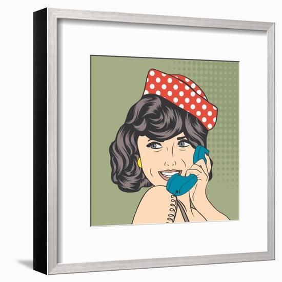 Woman Chatting on the Phone, Pop Art Illustration-Eva Andreea-Framed Art Print