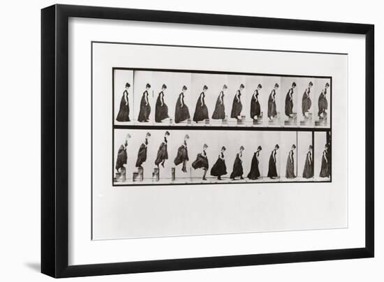 Woman Climbing Stairs and Jumping Down, Plate 173 from Animal Locomotion, 1887 (B/W Photo)-Eadweard Muybridge-Framed Giclee Print