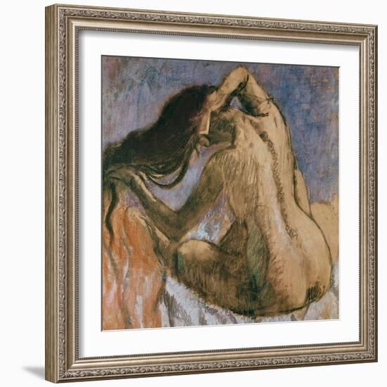 Woman Combing Her Hair, 1905-10-Edgar Degas-Framed Giclee Print