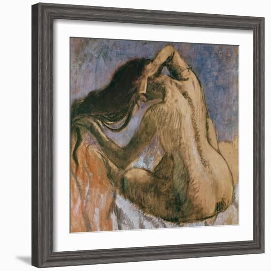 Woman Combing Her Hair, 1905-10-Edgar Degas-Framed Giclee Print