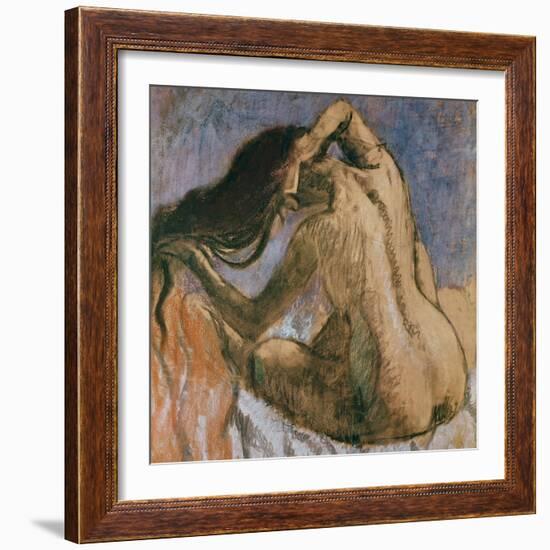 Woman Combing Her Hair, 1905-10-Edgar Degas-Framed Giclee Print