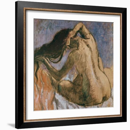 Woman Combing Her Hair, 1905-10-Edgar Degas-Framed Giclee Print