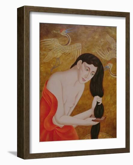 Woman Combing Her Hair, 1999-Patricia O'Brien-Framed Giclee Print