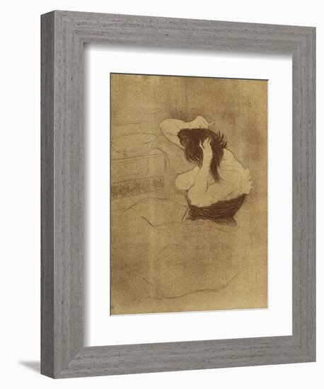 Woman Combing Her Hair - La Coiffure, Plate VII from Elles; Femme Qui Se Peigne - La Coiffure,…-Henri de Toulouse-Lautrec-Framed Giclee Print