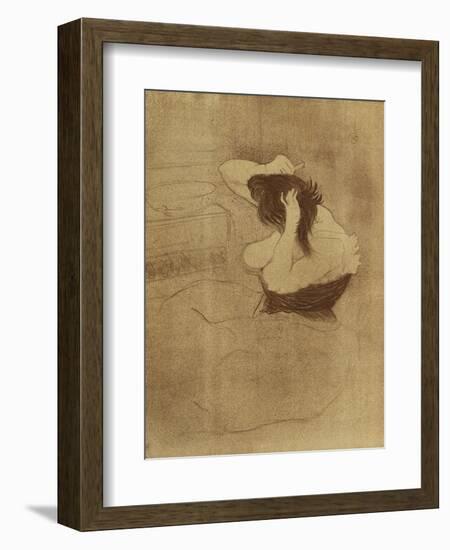 Woman Combing Her Hair - La Coiffure, Plate VII from Elles; Femme Qui Se Peigne - La Coiffure,…-Henri de Toulouse-Lautrec-Framed Giclee Print