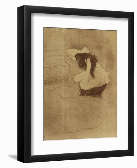Woman Combing Her Hair - La Coiffure, Plate VII from Elles; Femme Qui Se Peigne - La Coiffure,…-Henri de Toulouse-Lautrec-Framed Giclee Print