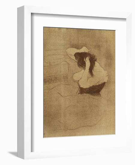 Woman Combing Her Hair - La Coiffure, Plate VII from Elles; Femme Qui Se Peigne - La Coiffure,…-Henri de Toulouse-Lautrec-Framed Giclee Print