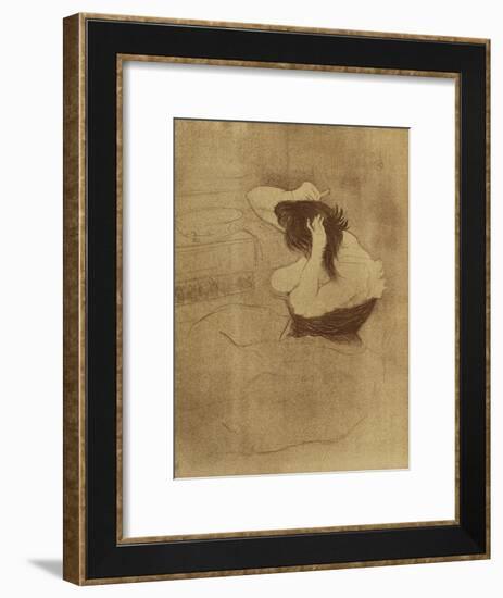 Woman Combing Her Hair - La Coiffure, Plate VII from Elles; Femme Qui Se Peigne - La Coiffure,…-Henri de Toulouse-Lautrec-Framed Giclee Print