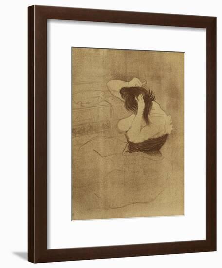 Woman Combing Her Hair - La Coiffure, Plate VII from Elles; Femme Qui Se Peigne - La Coiffure,…-Henri de Toulouse-Lautrec-Framed Giclee Print