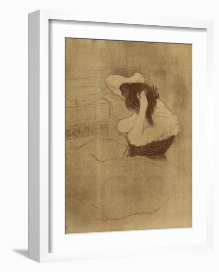 Woman Combing Her Hair - La Coiffure, Plate VII from Elles; Femme Qui Se Peigne - La Coiffure,…-Henri de Toulouse-Lautrec-Framed Giclee Print