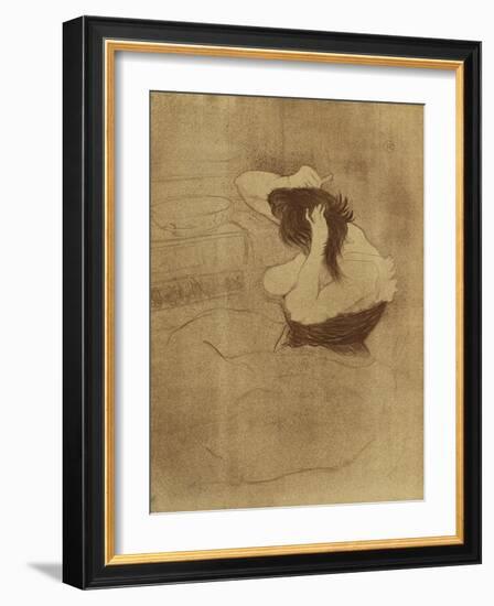 Woman Combing Her Hair - La Coiffure, Plate VII from Elles; Femme Qui Se Peigne - La Coiffure,…-Henri de Toulouse-Lautrec-Framed Giclee Print