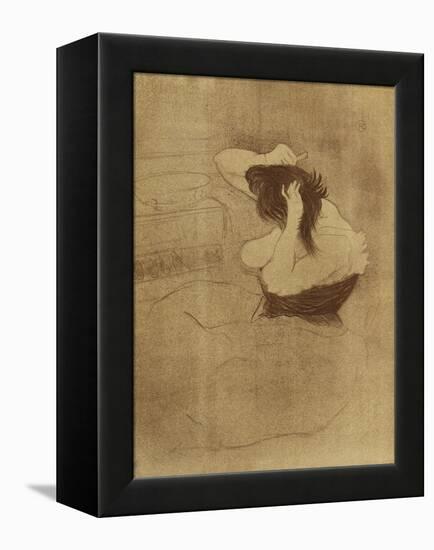 Woman Combing Her Hair - La Coiffure, Plate VII from Elles; Femme Qui Se Peigne - La Coiffure,…-Henri de Toulouse-Lautrec-Framed Premier Image Canvas