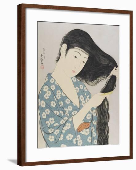 Woman Combing Her Hair, March 1929-Goyo Hashiguchi-Framed Giclee Print