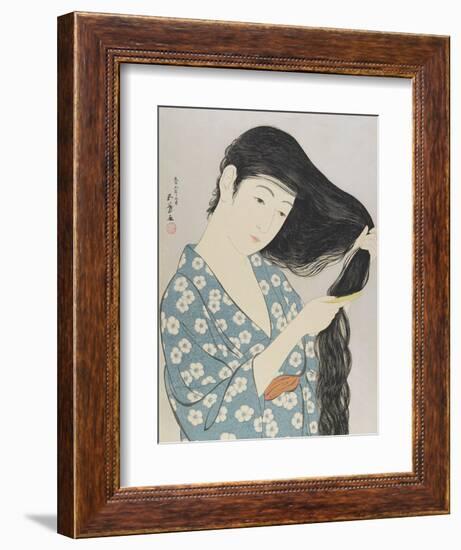 Woman Combing Her Hair, March 1929-Goyo Hashiguchi-Framed Giclee Print