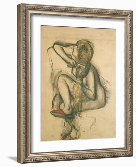 Woman Combing Her Hair-Edgar Degas-Framed Giclee Print