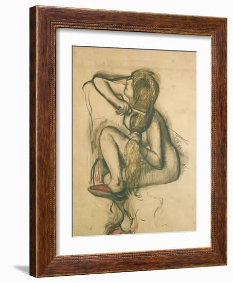 Woman Combing Her Hair-Edgar Degas-Framed Giclee Print