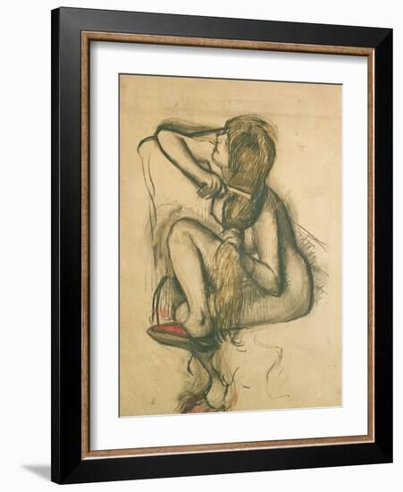 Woman Combing Her Hair-Edgar Degas-Framed Giclee Print