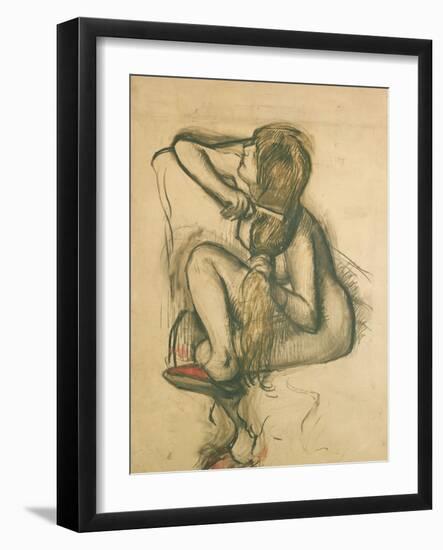 Woman Combing Her Hair-Edgar Degas-Framed Giclee Print