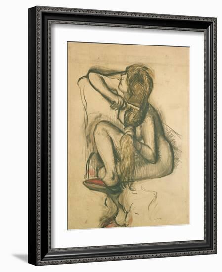 Woman Combing Her Hair-Edgar Degas-Framed Giclee Print