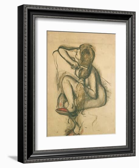 Woman Combing Her Hair-Edgar Degas-Framed Giclee Print