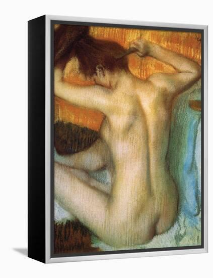 Woman Combing Her Hair-Edgar Degas-Framed Stretched Canvas