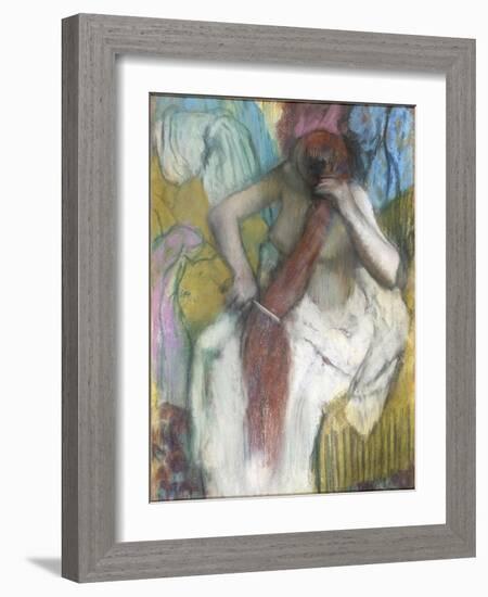 Woman Combing Her Hair-Edgar Degas-Framed Giclee Print