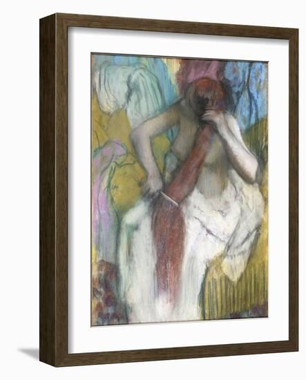 Woman Combing Her Hair-Edgar Degas-Framed Giclee Print