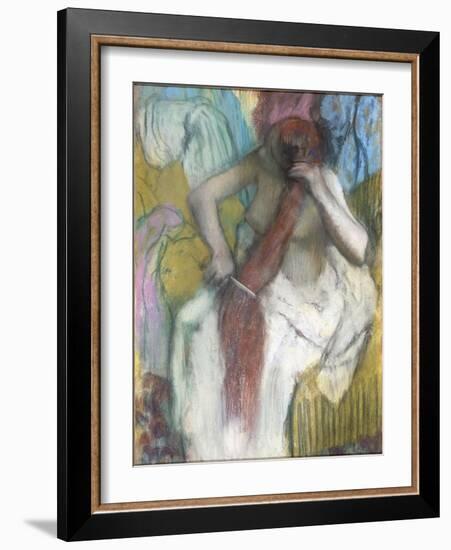 Woman Combing Her Hair-Edgar Degas-Framed Giclee Print