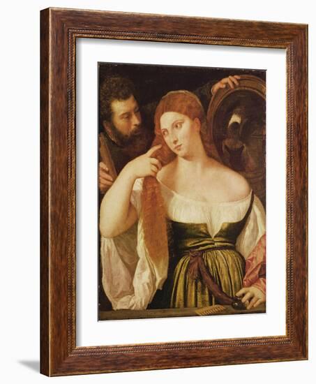 Woman Combing Her Hair-Titian (Tiziano Vecelli)-Framed Giclee Print