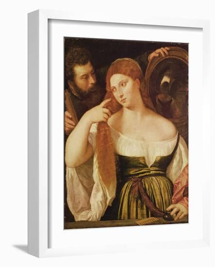 Woman Combing Her Hair-Titian (Tiziano Vecelli)-Framed Giclee Print