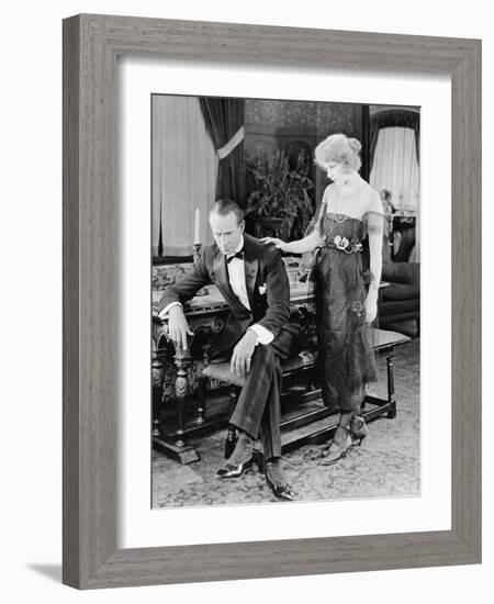 Woman Comforting Upset Man-null-Framed Photo