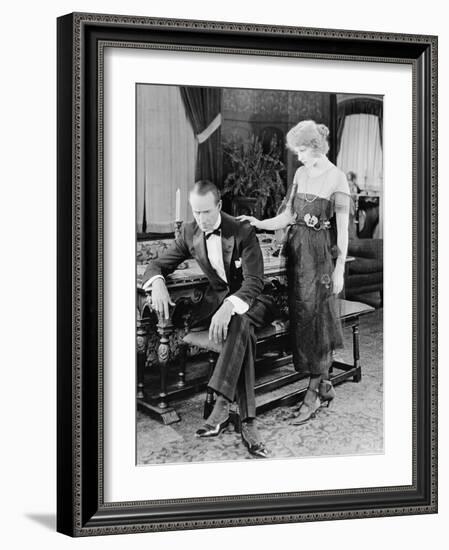 Woman Comforting Upset Man-null-Framed Photo