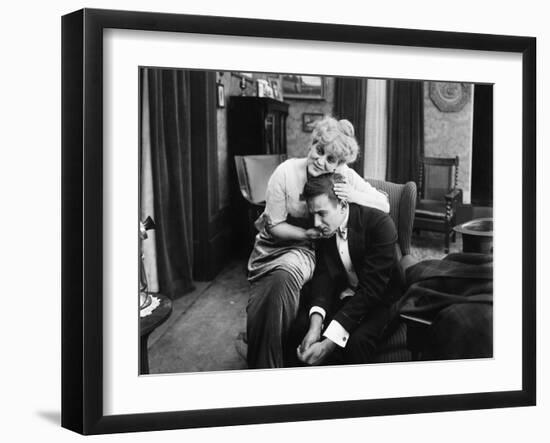 Woman Consoling a Sad Man-null-Framed Photo