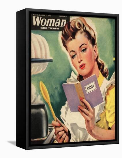 Woman, Cooking, Women at War Magazine, UK, 1942-null-Framed Premier Image Canvas